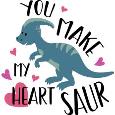 Dinosaur Valentine You Make My Heart Saur- Parasaurolophus SVG