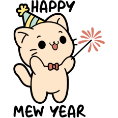 cute party cat happy mew year