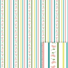 Pastel Floral Ticking Stripe Printable background
