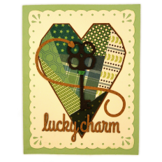 Card St Patrick Day Patchwork Heart Key