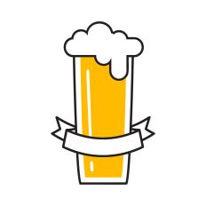 Beer pint glass with ribbon