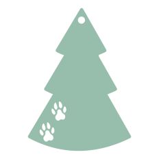 Pine tree tag with paw prints