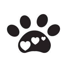 Paw print with hearts