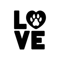 Love with heart and paw print