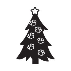 Christmas tree with paw prints