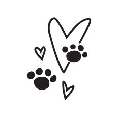 Hearts and paw prints