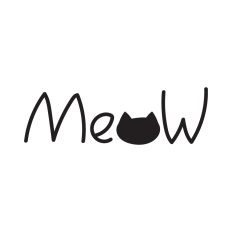 Meow word with cat face silhouette