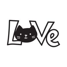 Love word with cat face