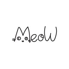 Meow lettering with cat face