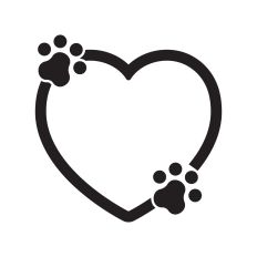 Heart frame with paw prints