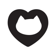 Heart with cat face silhouette