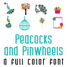 Peacocks and Pinwheels Full Color Font