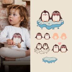 Penguin Couple on Ice Floe Silhouette Cut File
