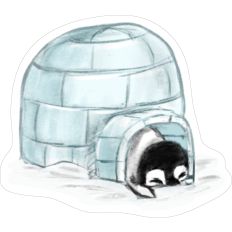 Cute Penguin In An Igloo
