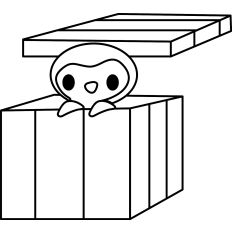 Penguin in a gift Lineart