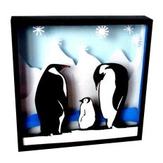 3D Penguin family picture box cutting file