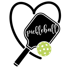 Pickleball Paddle with Ball and Heart