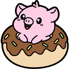 cute pig in a donut