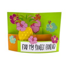 Pineapple and Hibiscus Flower Double Curvy 3D Card