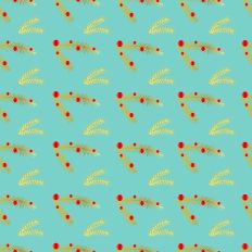 Sparkle Christmas - Gold Pine Branch On Aqua