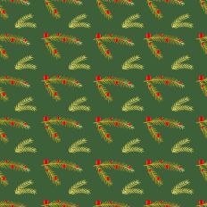 Sparkle Christmas - Gold Pine Branch-Dk Green