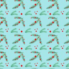 Sparkle Christmas—Green Pine Branch - Aqua
