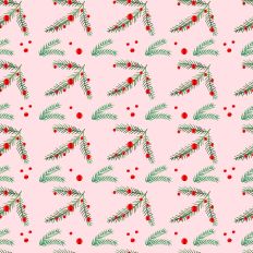 Sparkle Christmas—Green Pine Branch - Pink