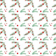 Sparkle Christmas—Green Pine Branch - White