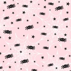 Pink Cute Spiders Halloween Background Pattern