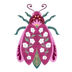 Pink Floral Beetle Print and Cut Design