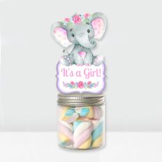 Pink Elephant with Flowers Candy Topper