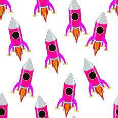 Pink rockets pattern paper on a white background