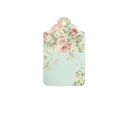 Pink Rose with Blue Gift Tag