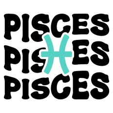 Pisces Horoscope Retro Wavy Word