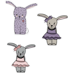 Sweet Bunnies in plum and pink Print and Cut