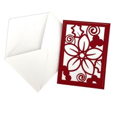 Christmas Poinsettia Swirls Cut Away Stencil Card and Envelope