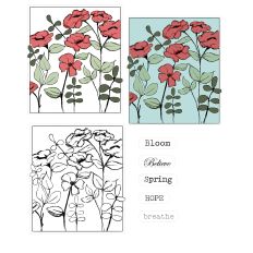 Poppy flower frame with words print & cut digital art