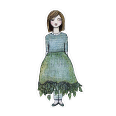 Leafy girl in green print and cut