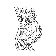 Mother with pregnant belly