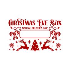 Christmas Eve Box Sticker Name Festive Gift