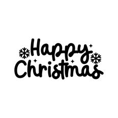 Happy Christmas Script Text Snowflakes