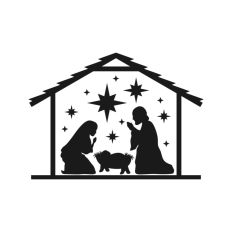 Nativity Scene Outline Silhouette Shape Mary Joseph Baby Jesus