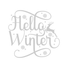 Hello Winter Christmas Quote Reindeer Snow Santa Festive