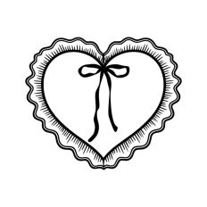 Ruffle Frilly Heart Frame Border With Ribbon Bow