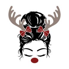 Mom Christmas Messy Bun Girl Quote Festive Reindeer
