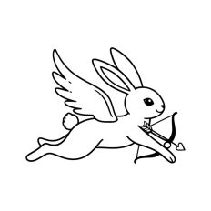 Cupid Bunny Valentine's Day Bow and Arrow Outline