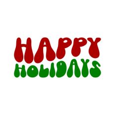 Happy Holidays Christmas Text Words Wavy Quote Script