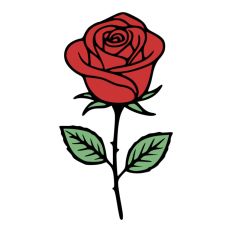 Red Rose Flower Stem Thorns Leaves