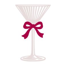 Pink Cocktail Martini Glass With Ribbon Bow