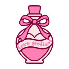 Love Potion Heart Shaped Bottle Valentine's Day Ribbon Bow
